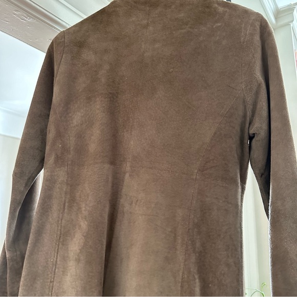 New Frontier size 2 long suede tan vintage jacket coat. Gorgeous intact lining - Picture 6 of 9